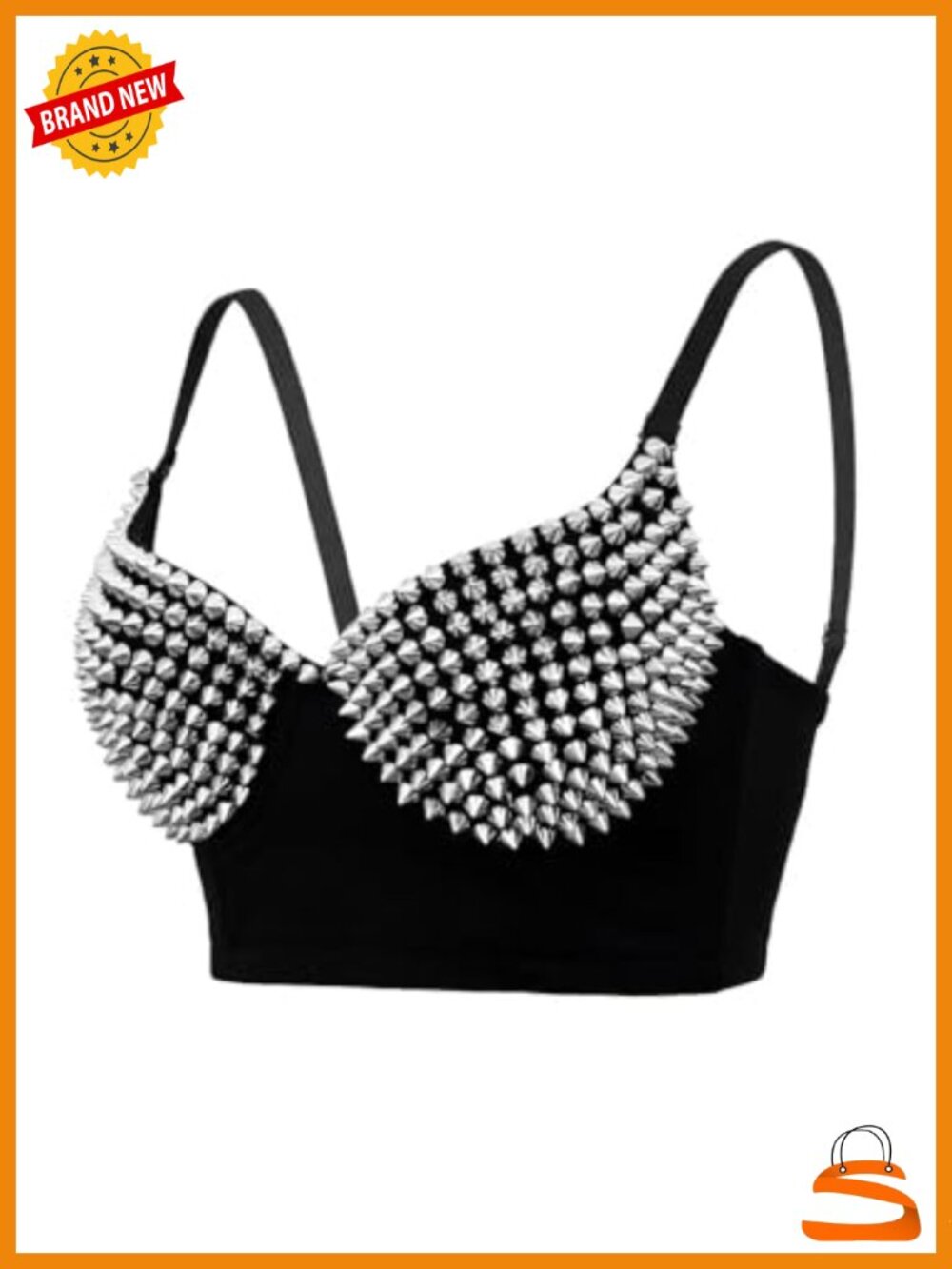 Studded Punk Corset Crop Top Bustier Bra